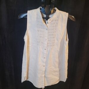Sleeveless Cream Linen Top